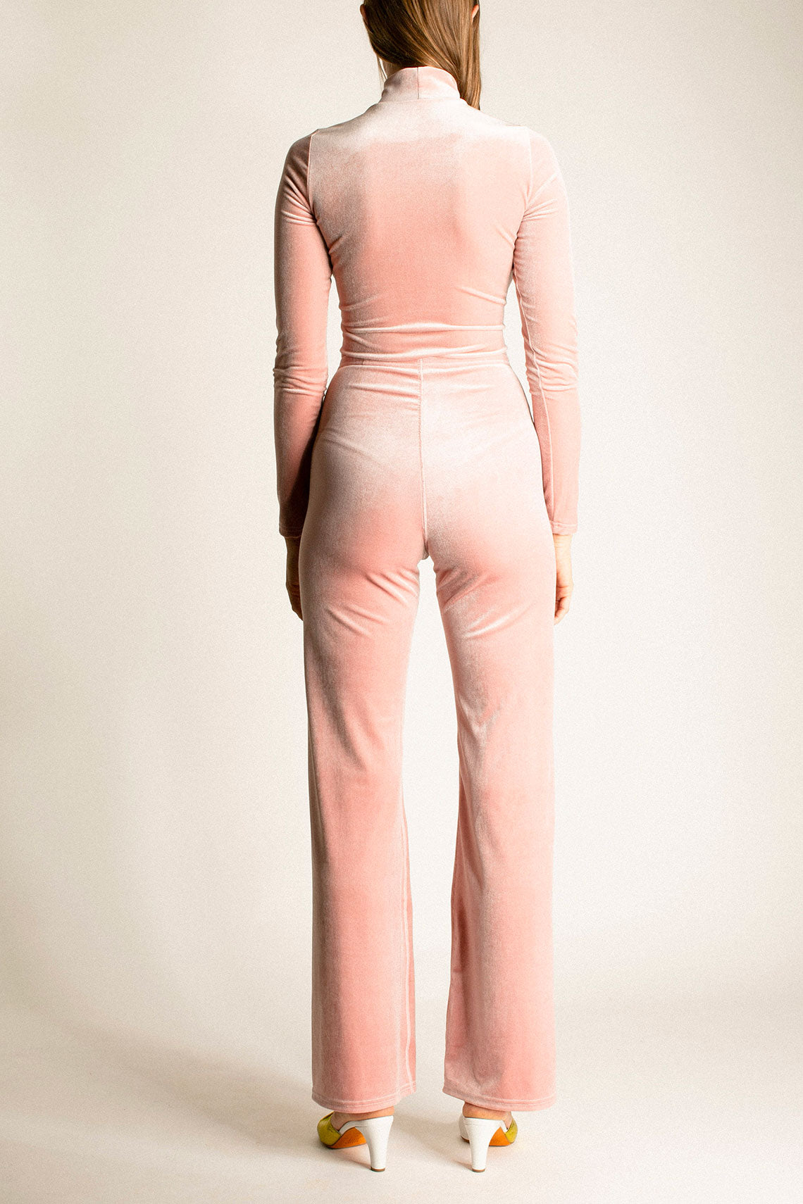 Light Pink Velvet Wide Leg Pant