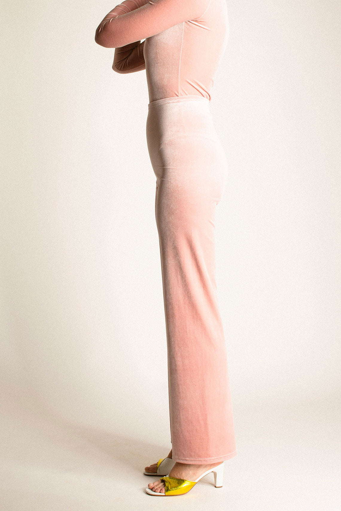 Light Pink Velvet Wide Leg Pant