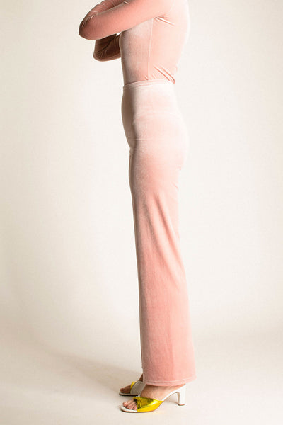 Light Pink Velvet Wide Leg Pant