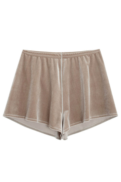 Taupe Velvet Shorts