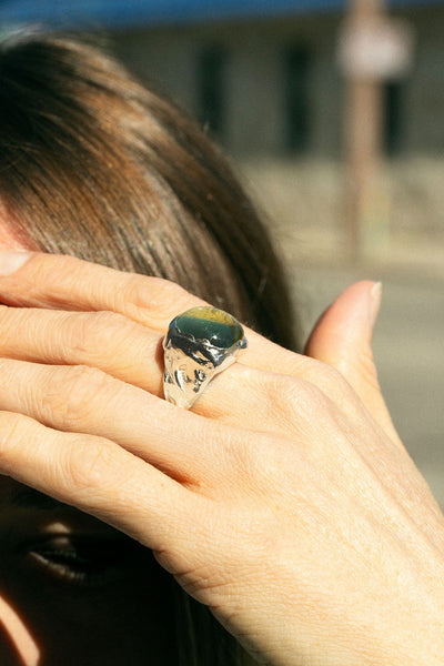 Silver & Lemon Quartz Boya Ring