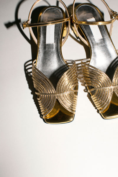 70's Gold Strappy Low Sandal