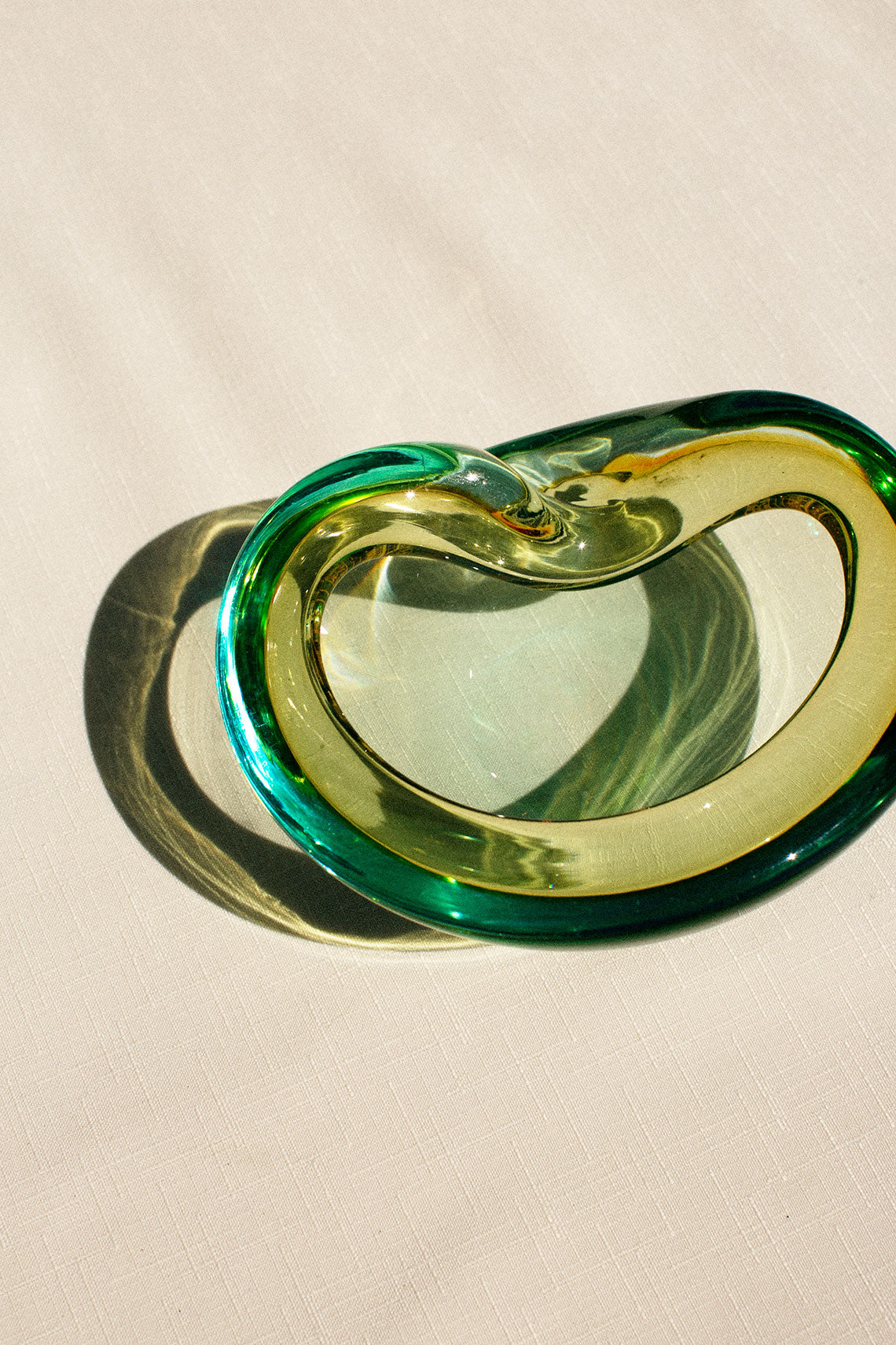 Vintage Murano Glass Green Ashtray