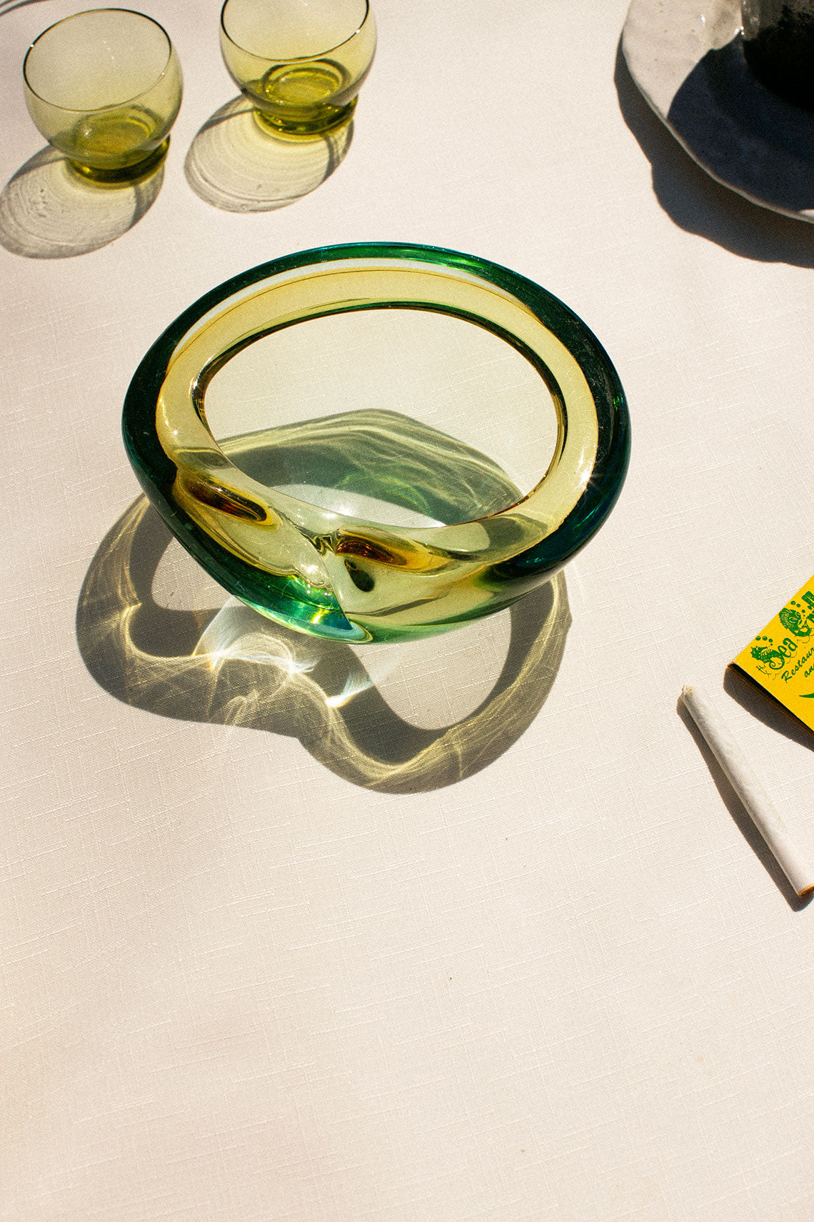 Vintage Murano Glass Green Ashtray