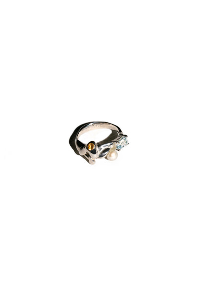 Silver Menage Ring with Citrine & Topaz
