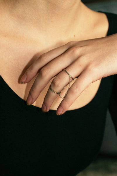 Silver Double Wire Chain Ring