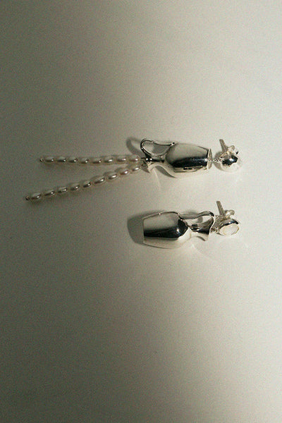 Silver Mismatched Vessel Drop Earrings