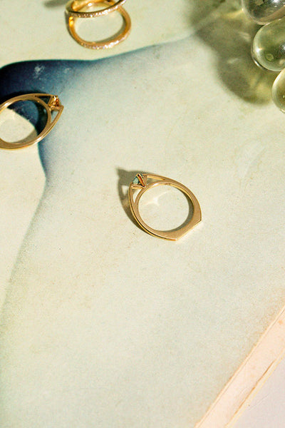 Montana Sapphire Minimalist Arc Ring