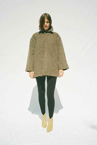 Fuzzy brown wool coat by Baserange
