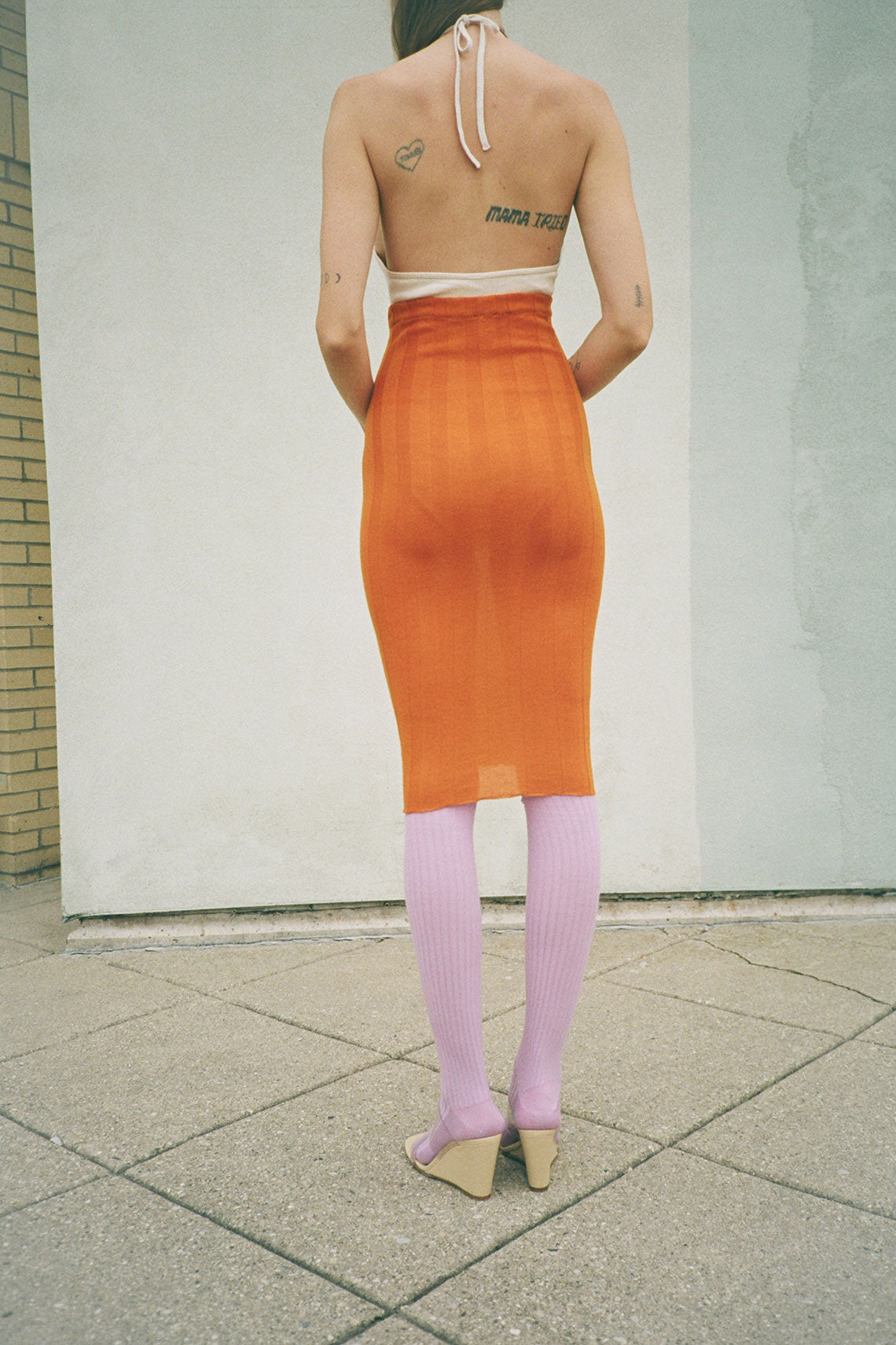 baserange clothing adler skirt in ocra orange