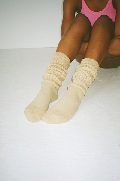 Beige Slouch Socks