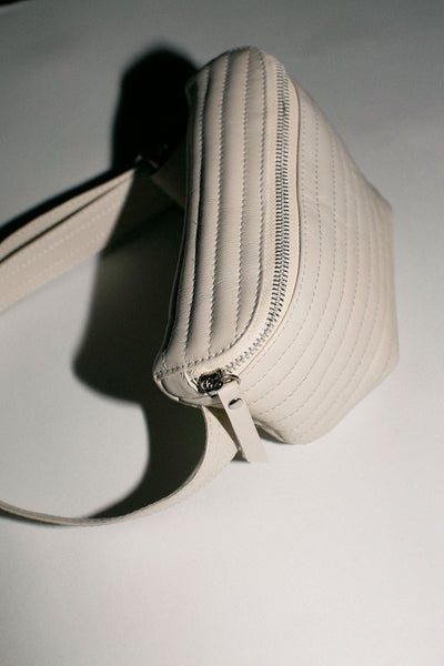 White Ribbed Belt Bag