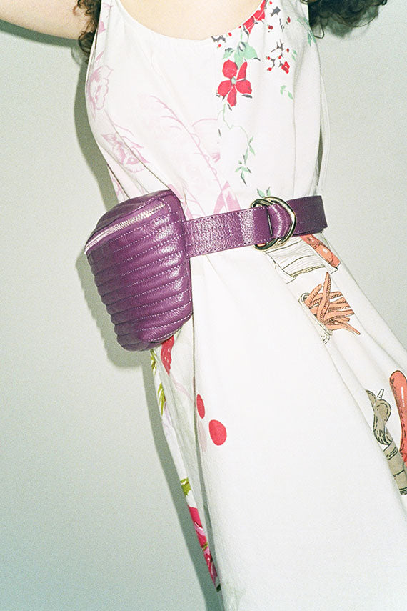Purple Ribbed Belt Bag