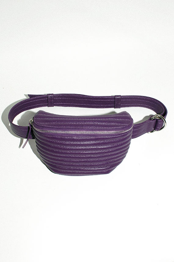 Purple Ribbed Belt Bag