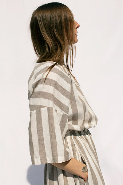 Wide Stripe Pleated Dress
