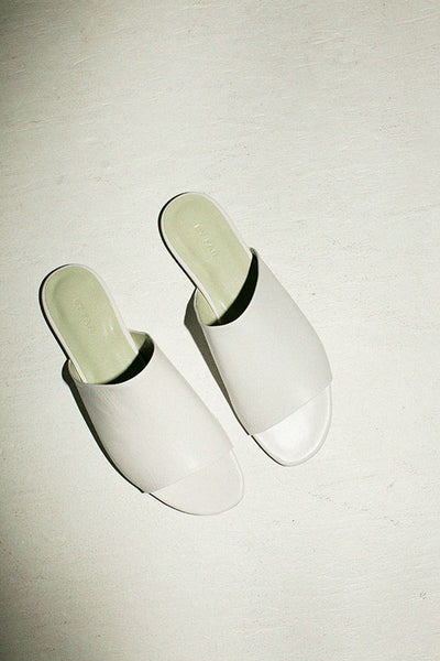 By Far white gloss baba sandals