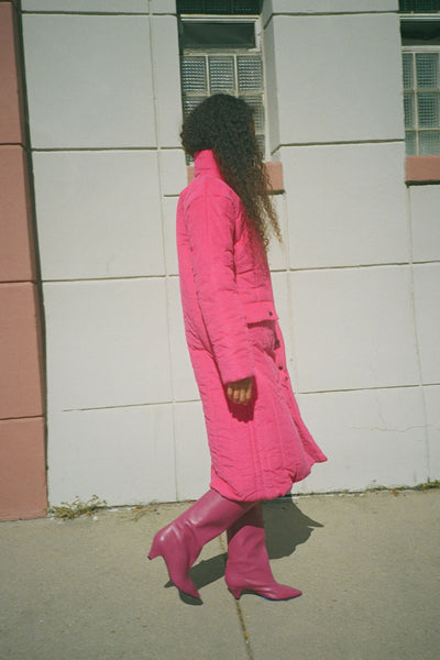 Pink Corduroy Puffer Coat