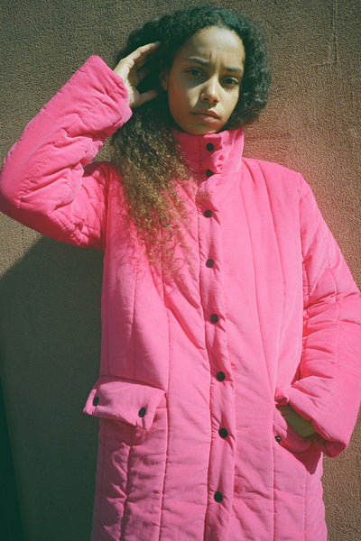 Pink Corduroy Puffer Coat