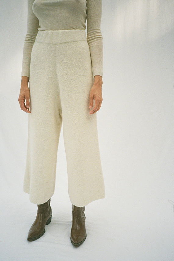 Lauren Manoogian pull on pants in white alpaca knit