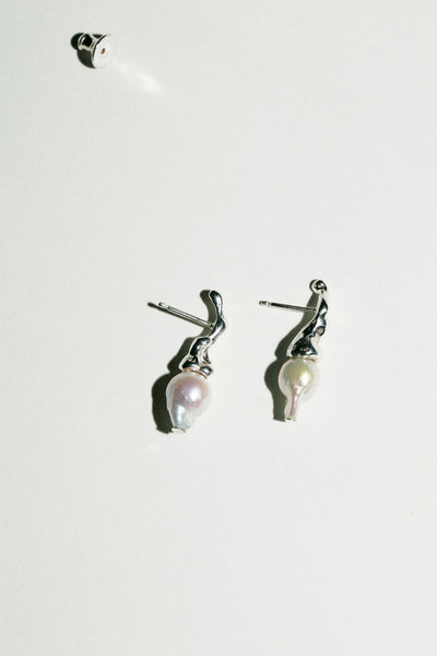 Silver Pearl Sprig Earrings
