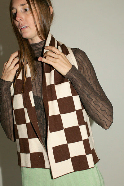 Checkerboard knit scarf by Find Me Now
