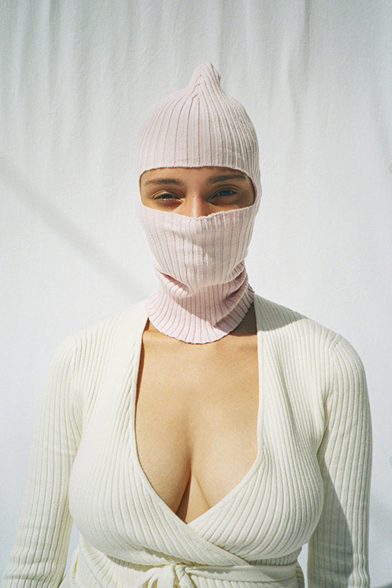 NWOT GIU GIU BAMBINA NONNA HELMET SKI MASK FLORA BLUR GREEN KNIT BALACLAVA Giu Giu x KkCo Nonna Balaclava in Earth Marble Dye main image 3
