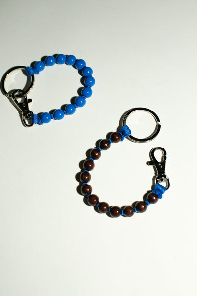 Brown Bead with Blue Thread Perlen Short Keyholder