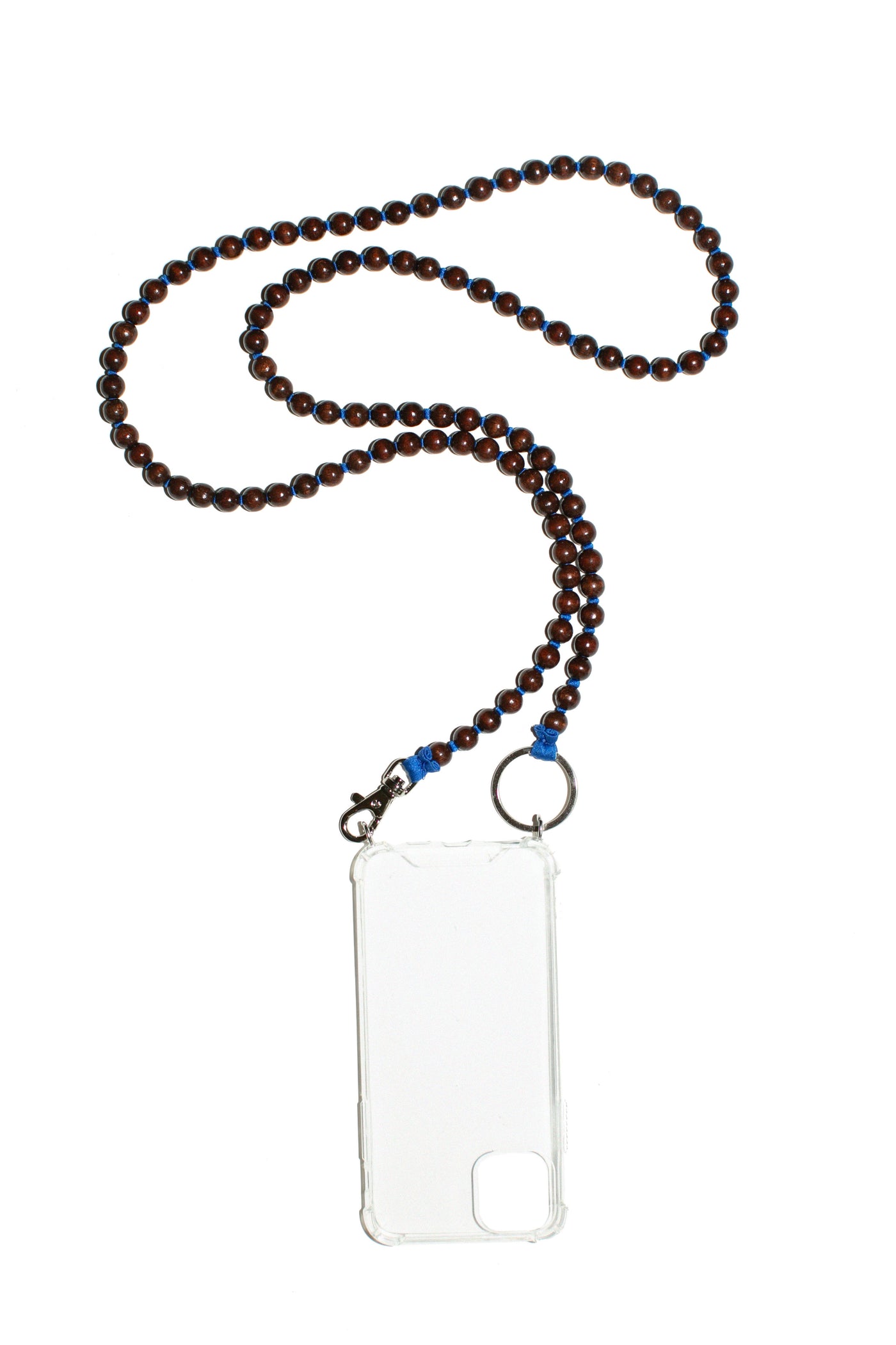 Brown Bead with Blue Thread Handykette Iphone Necklace