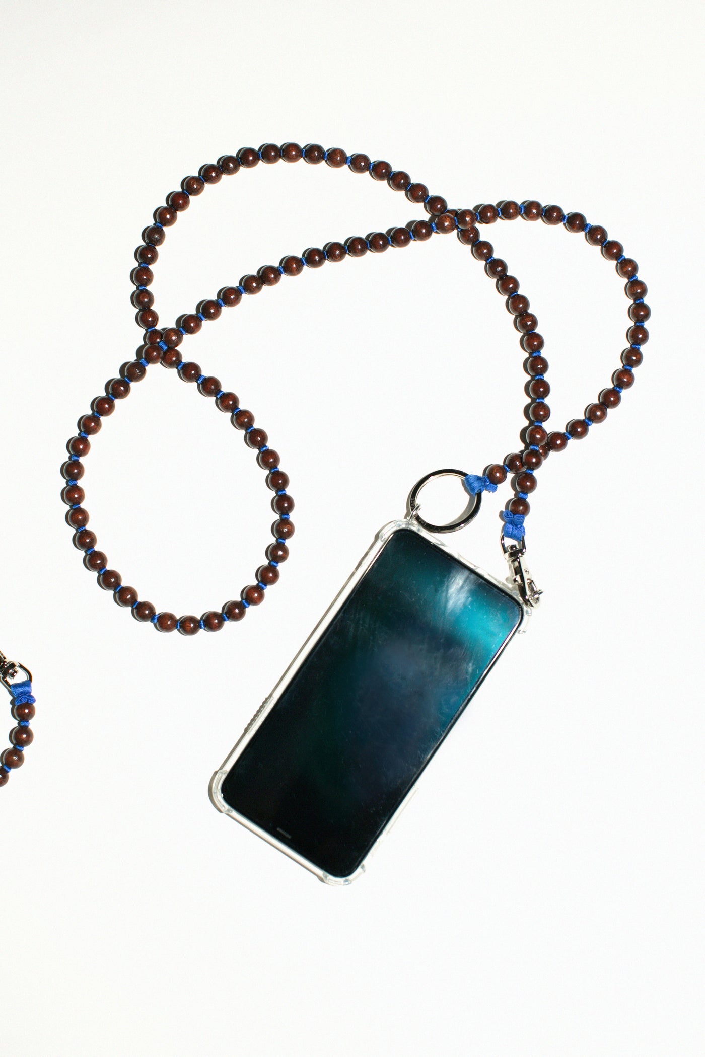 Brown Bead with Blue Thread Handykette Iphone Necklace