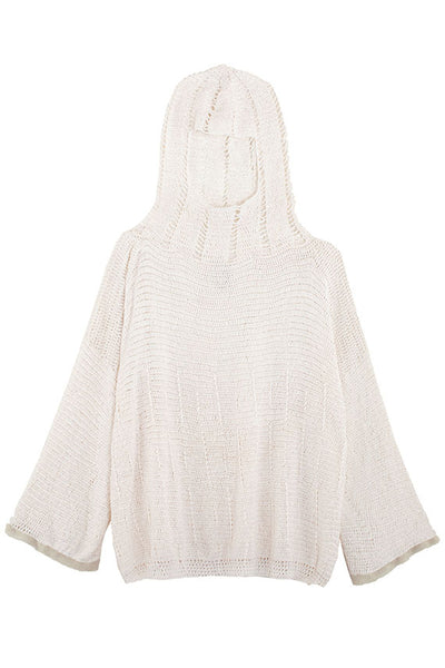 White Anin Hooded Crochet Top