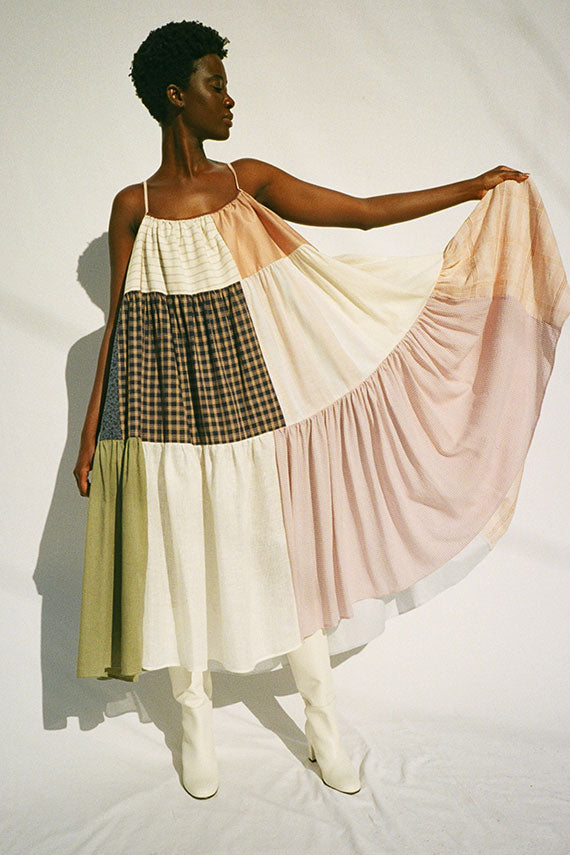 Neutral Patchwork Dress