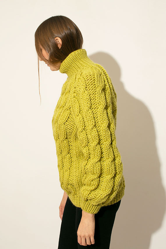 Limetree Cable Knit Roll Neck