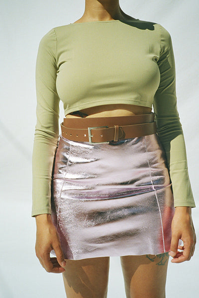 Maryam Nassir Zadeh cedar lynx belt and torres mini skirt