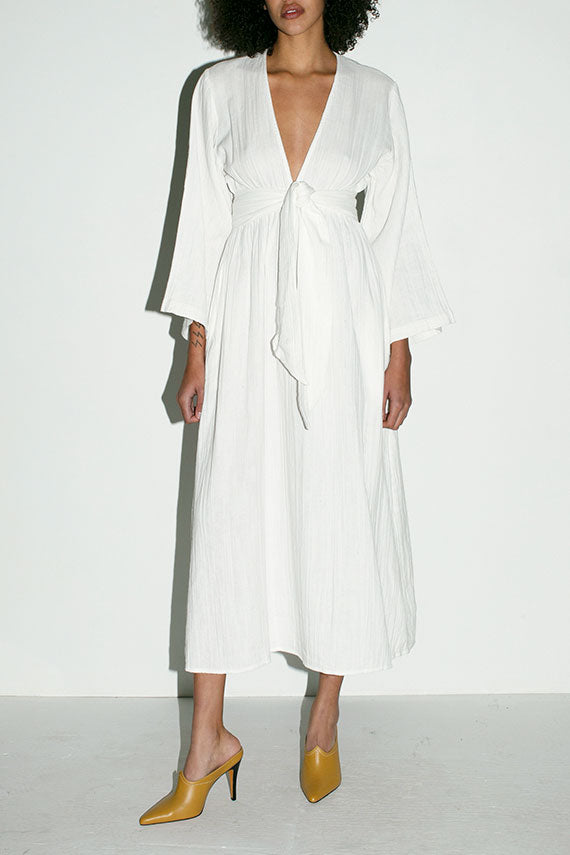 SALE 50% OFF - Mara Hoffman - White Blair Wrap Dress – BONA DRAG