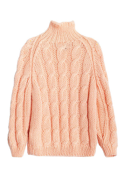 Soft Pink Cable Knit Turtle