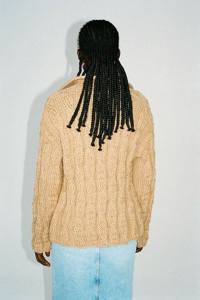 Sand Cable Knit Polo