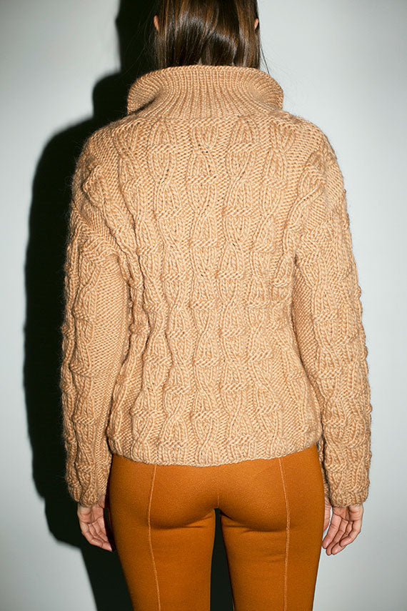 Sand Cable Knit Polo