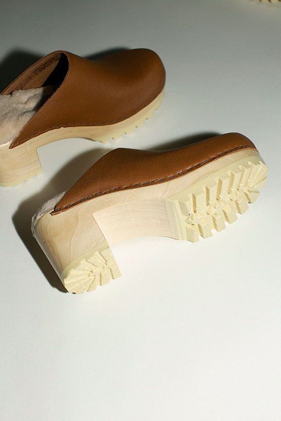 No. 6 leather clogs with tread sole