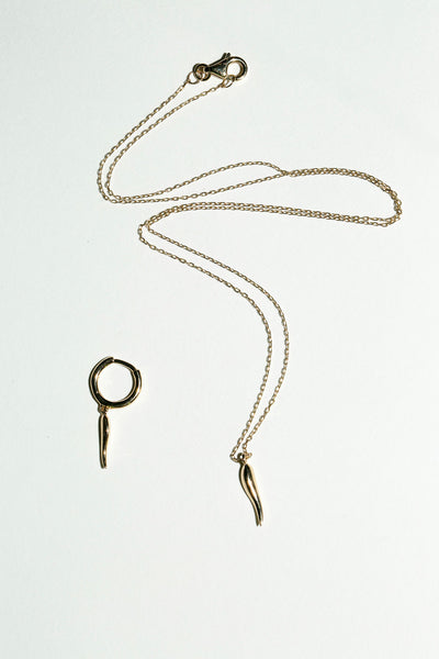 14K Yellow Gold Italian Horn Necklace