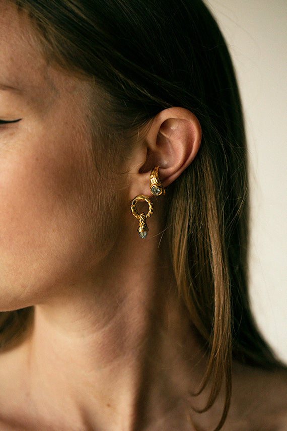 Gold Braided Stone Ear Cuff