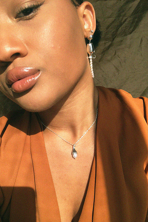Pamela Love silver Anemone pearl pendant