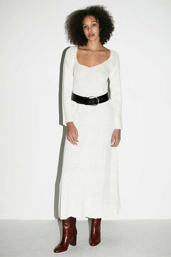 White Linen Knit Dress