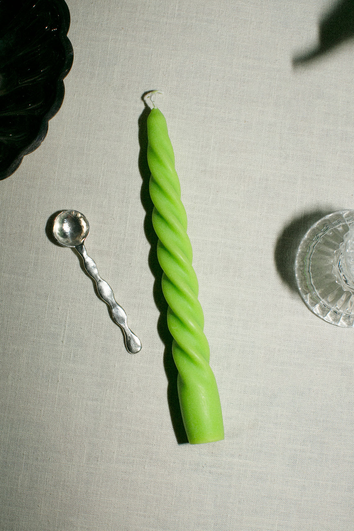 Chartreuse Swirl Taper Candle