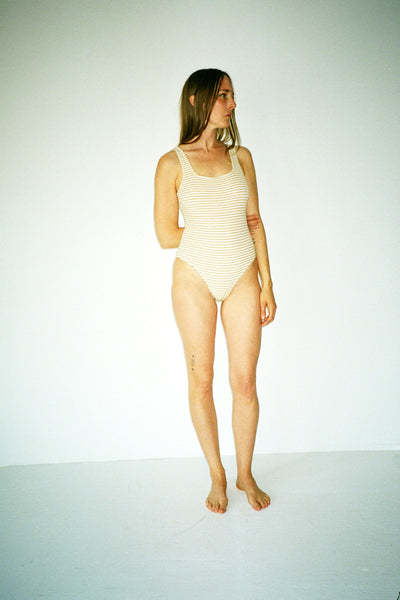 Julisa Beige Striped Swimsuit