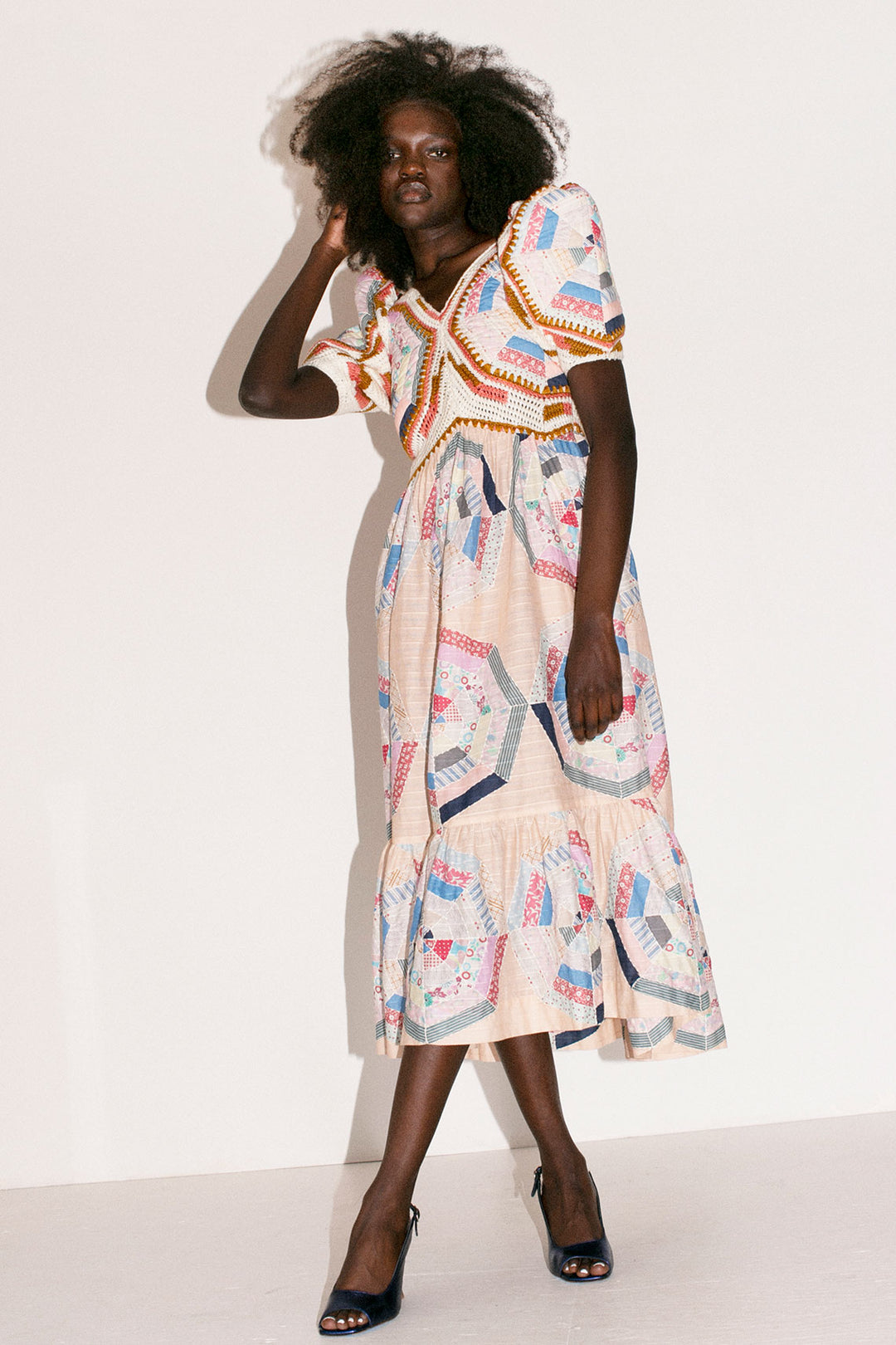 designer patchwork dress MadVan | Patchwork textile sleeveless dress, made from years of scrap fabrics collected over many projects Model: @foulmeat Photography: