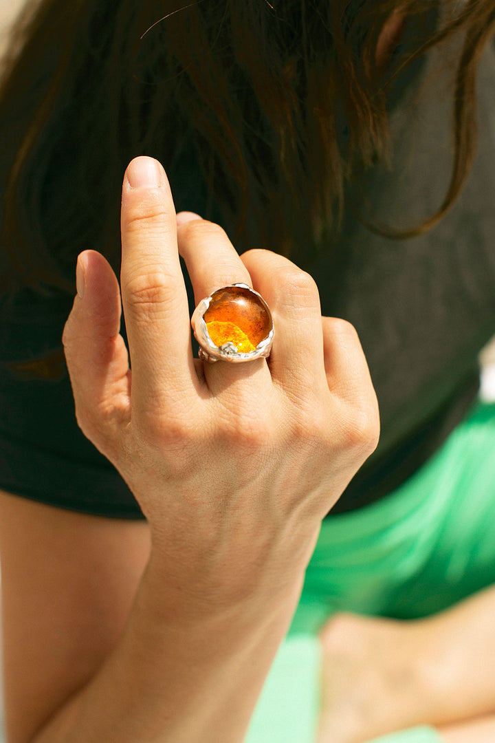 Simuero - Silver with Orange Atolon Ring – BONA DRAG