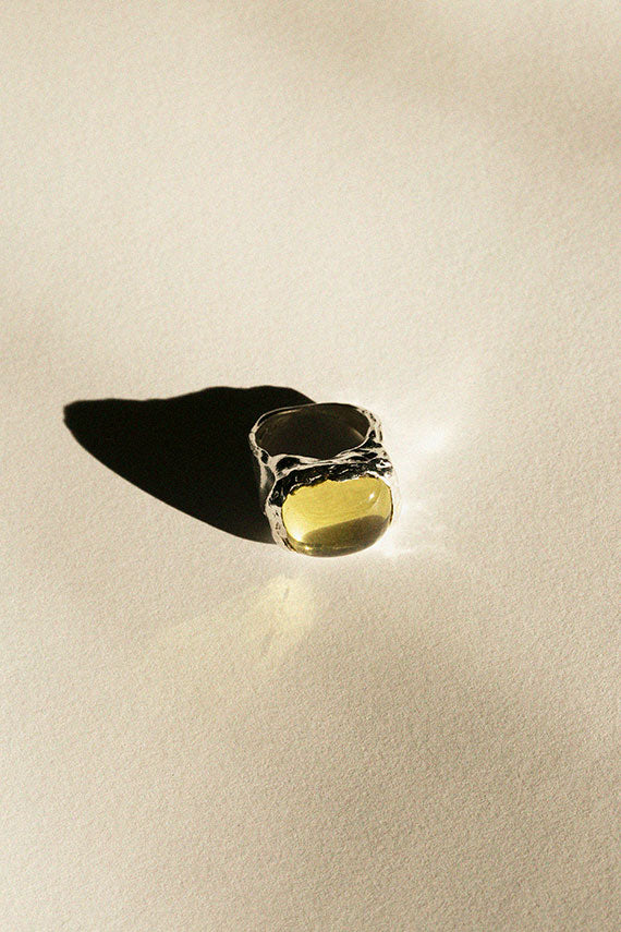 Silver with Yellow Quartz Boya Ring