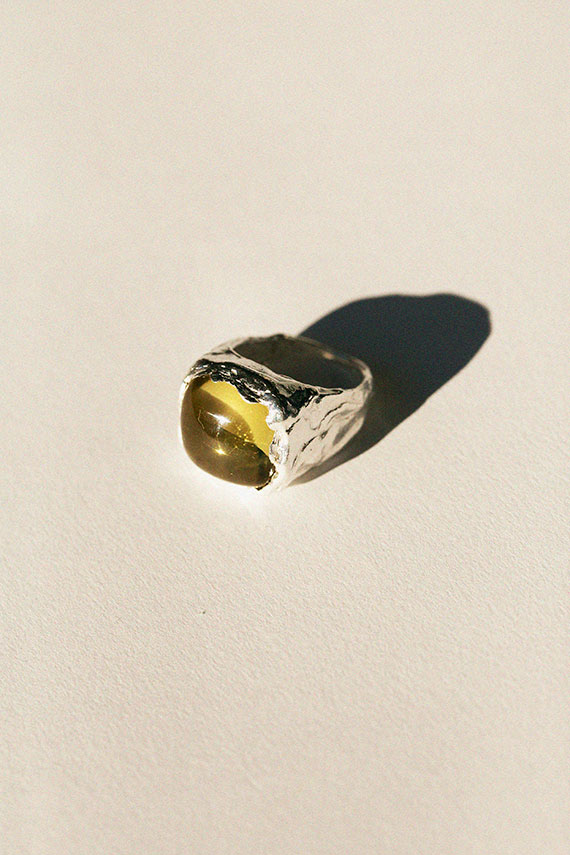 Silver with Yellow Quartz Boya Ring