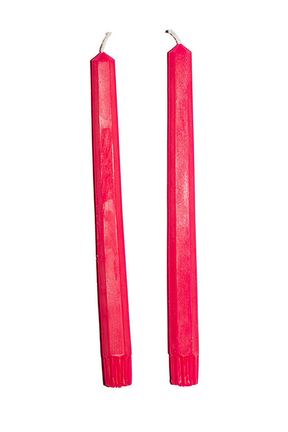 Hot Pink 10" Hex Taper Candles