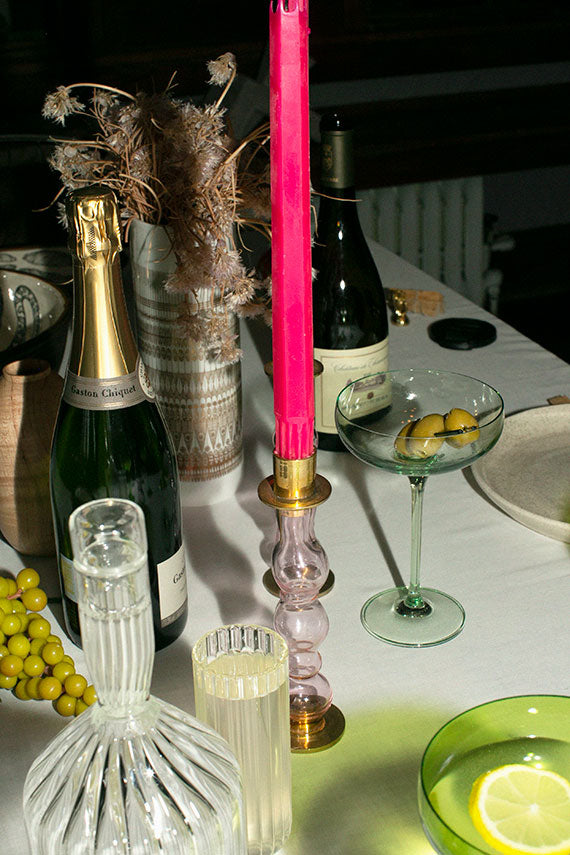 Hot Pink 10" Hex Taper Candles